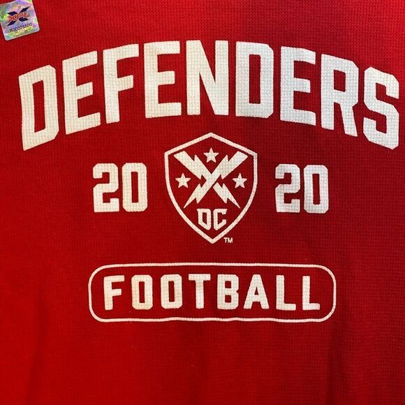 NEW XFL Red Long Sleeve Waffle Knit Washington DC Defenders XFL Football 2XL - Picture 2 of 6